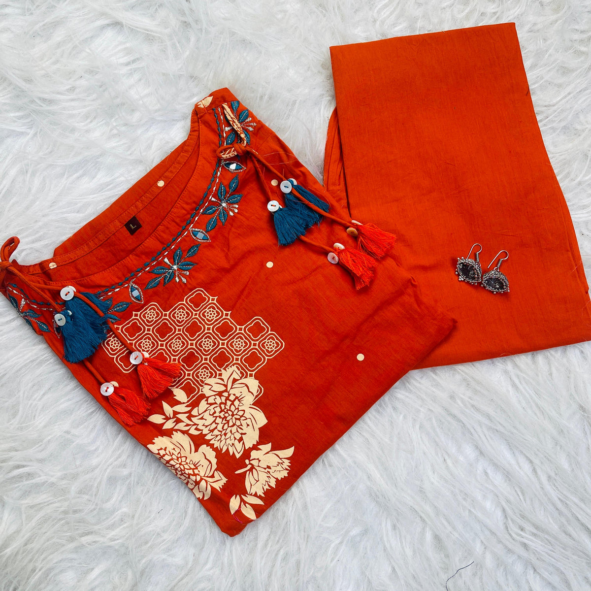 ORANGE WITH DOT PRINT CHARM CO ORD SET (SU 699)