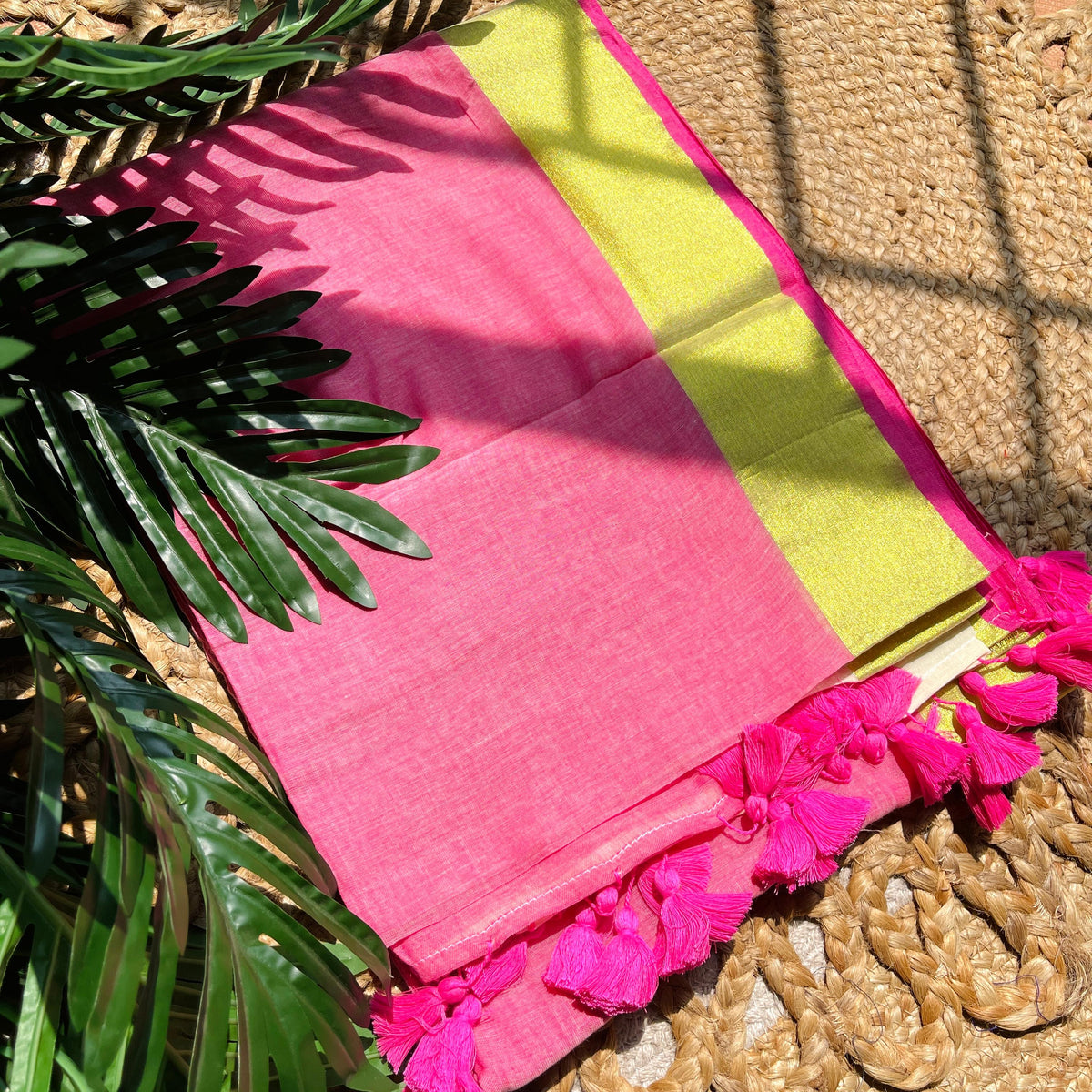 PINK AND WHITE DUAL SHADE MUL COTTON SAREE (SU 745)