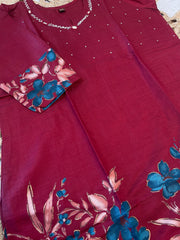 MAROON FLORAL GRACE KURTHI SET (SU 670)