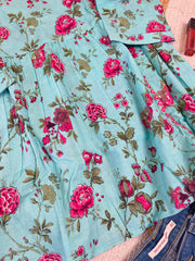 TURQUIOSE ROSSETTE SHORT KURTHI (SU 673)
