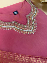 Pink Roman silk salwar suit