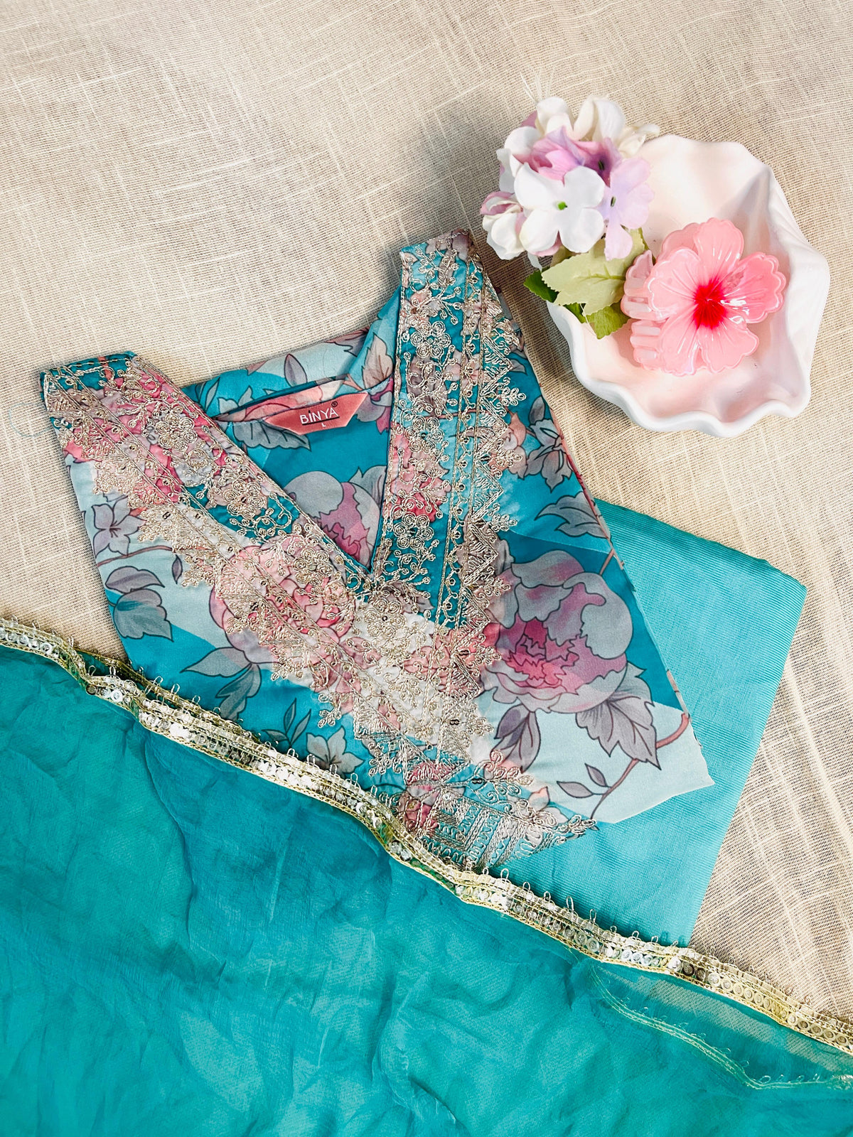Persian Green Organza Salwar suit