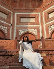 Pure white Anarkali Salwar suit