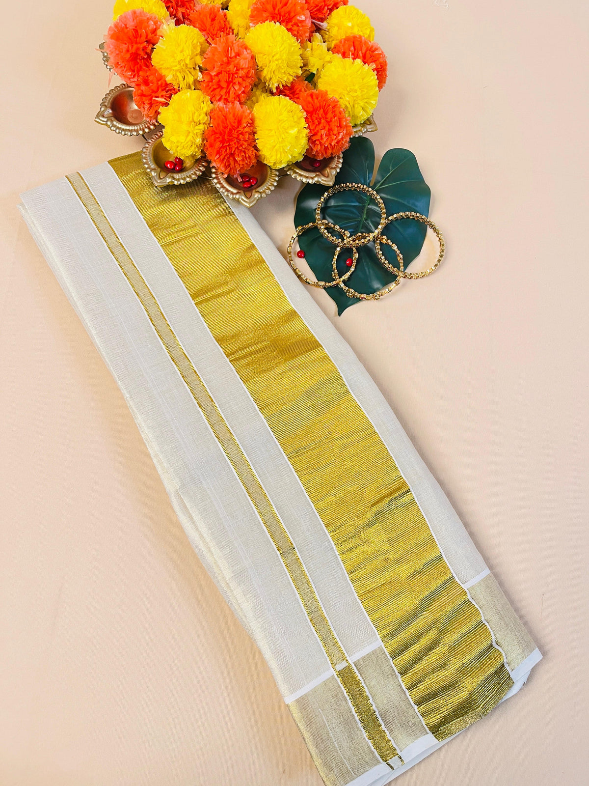 Ready-to-Wear Plain Tissue Kasavu Saree SU 575