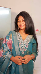Teal blue salwar suit