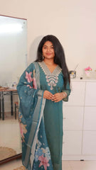 Teal blue salwar suit