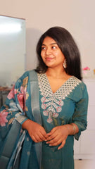 Teal blue salwar suit