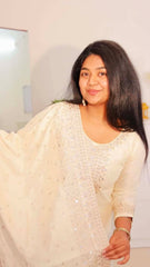 Cream Heavy Work Salwar Suit