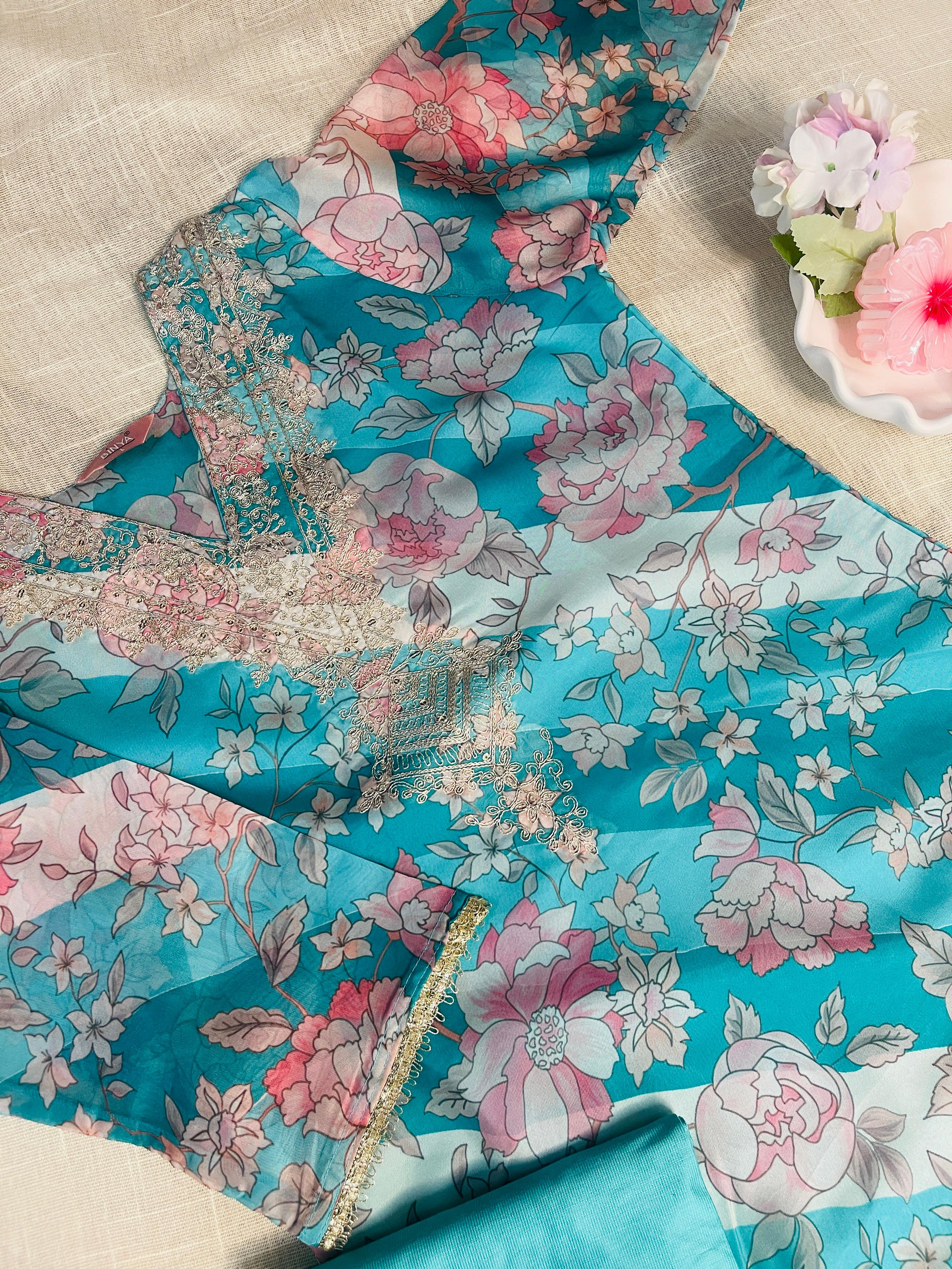 Persian Green Organza Salwar suit