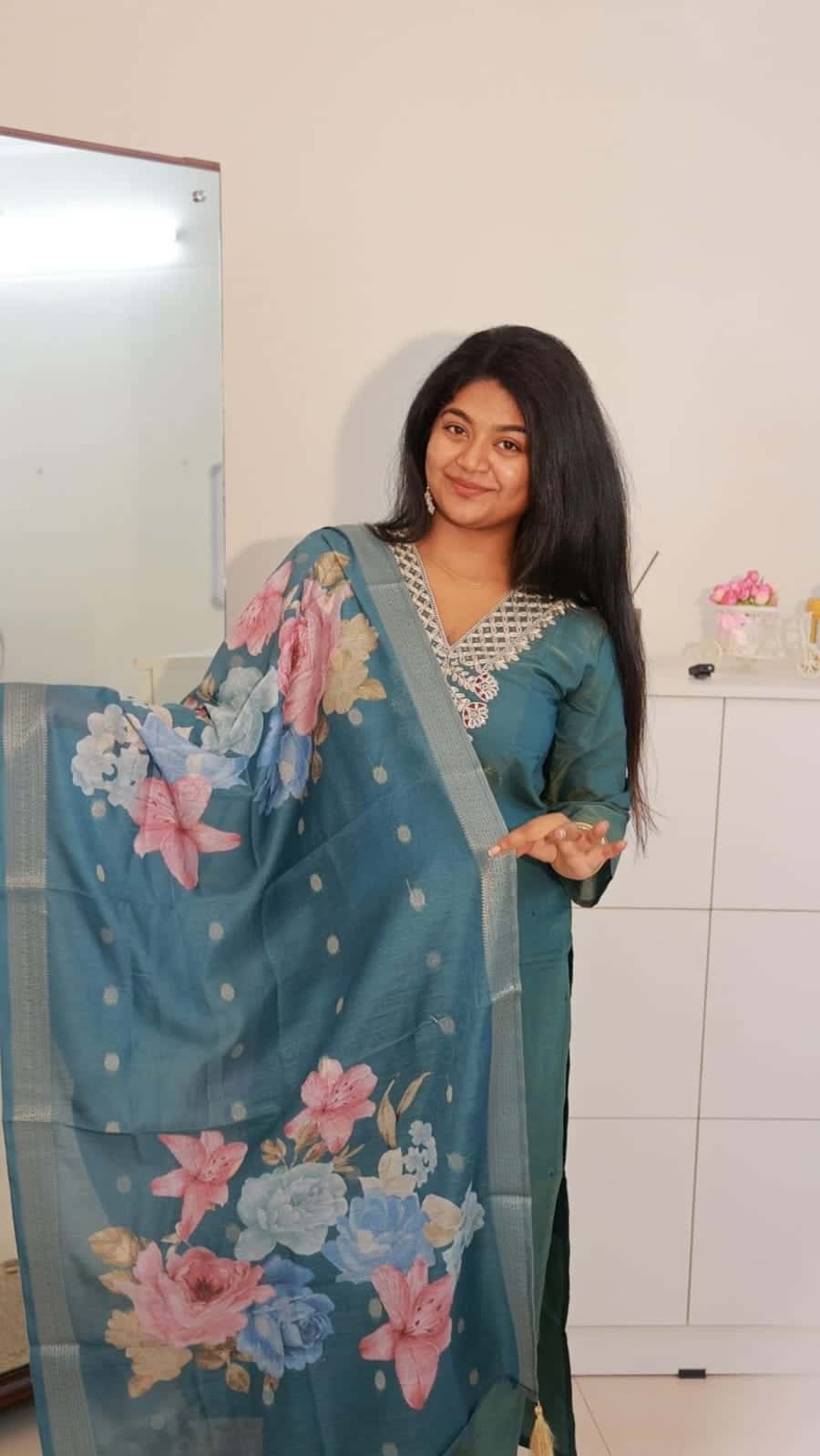 Teal blue salwar suit