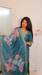 Teal blue salwar suit
