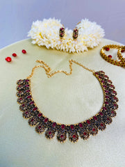 Antique Floral Ruby Necklace Set