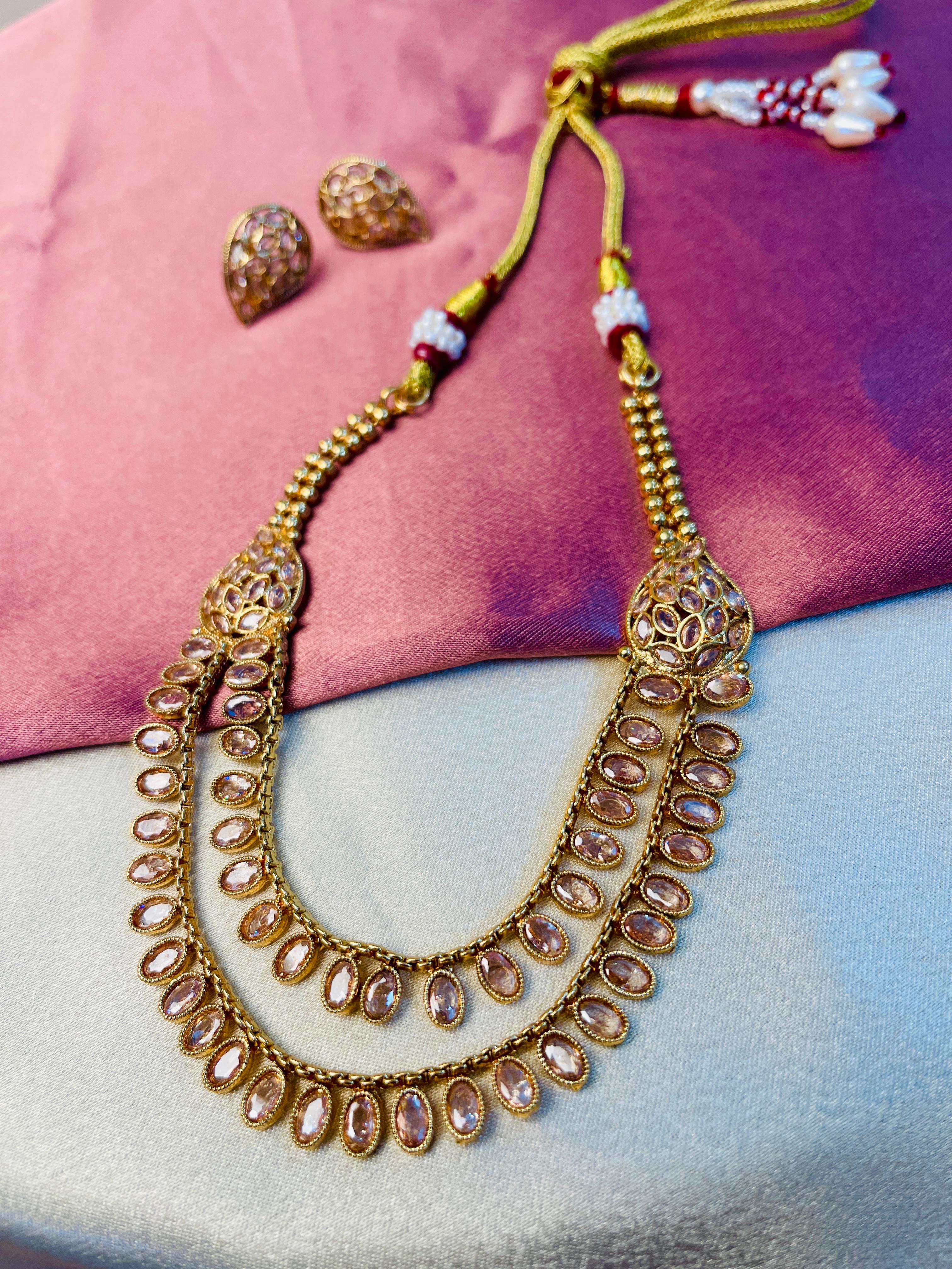 Double Layered Kundan Stone Necklace Set