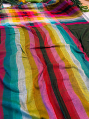 KADHAMBARI🌺MULTICOLOURED STRIPES MUL COTTON SAREE (SU 768)