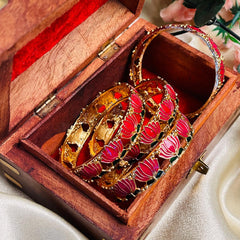 Vibrant  Lotus Gold-Tone Bangles  (SJ  169)
