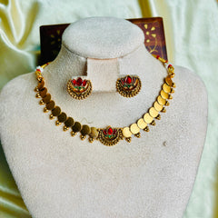ELEGANT LOTUS ANTIQUE GOLD NECKLACE (SJ 199)