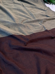 WOODLAND SHADOW🤎 KHADI COTTON SAREE WITH BLOUSE (SU 767)