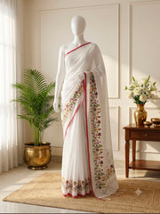 POONGAVANAM🌸✨ THREAD EMBROIDERY VISCOSE SAREE  (SU 812)
