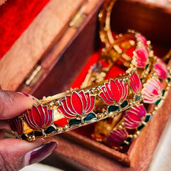 Vibrant  Lotus Gold-Tone Bangles  (SJ  169)