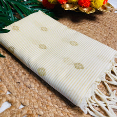 SWARNA REKHA✨ BUTTA WORKS WITH TASSELS COTTON  SET SAREE(SU 783)