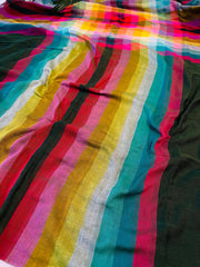 KADHAMBARI🌺MULTICOLOURED STRIPES MUL COTTON SAREE (SU 768)