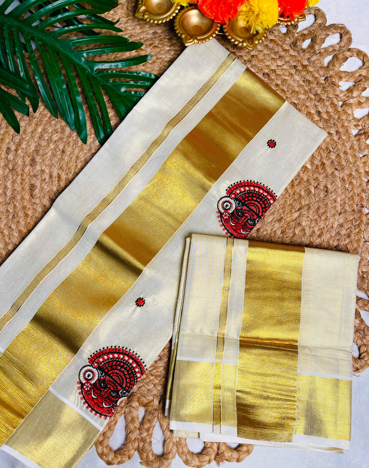 തെയ്യരേഖ 🏵️✨ THREAD EMBROIDERY TISSUE SET MUND(SU 778)