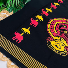 KATHAKALI WITH ELEPHANT✨ PRINT DHOTI (SU 796)
