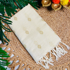 SWARNA REKHA✨ BUTTA WORKS WITH TASSELS COTTON  SET SAREE(SU 783)