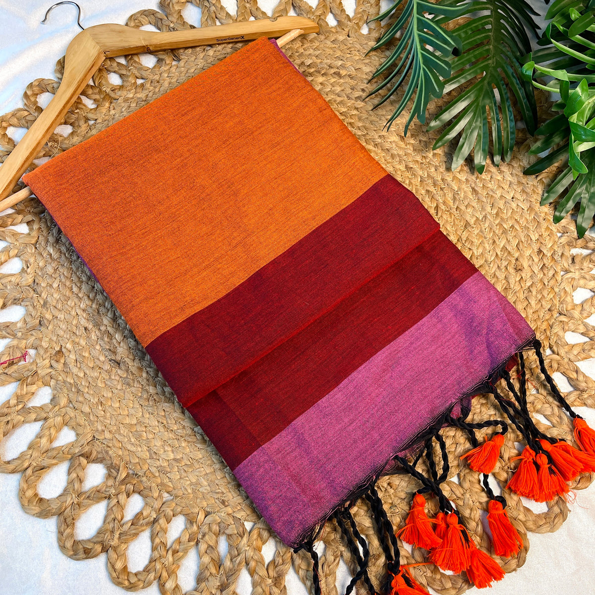 VARNA🌸🌼MULTICOLORED KHADI COTTON SAREE WITH BLOUSE (SU 763)